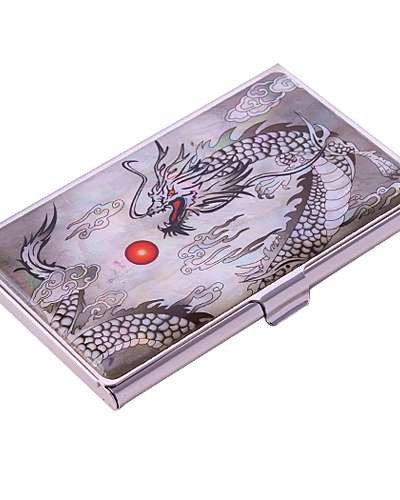 Natural Mother-of-Pearl Business Card Case (17_Black Dragon)