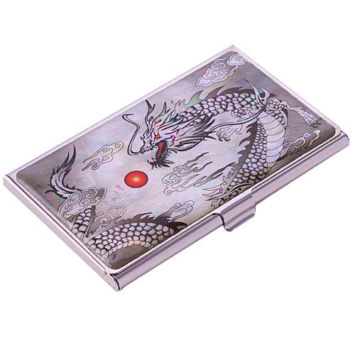 Natural Mother-of-Pearl Business Card Case (17_Black Dragon)