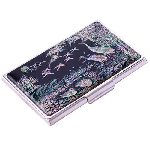 Natural Mother-of-Pearl Business Card Case (20_Pine and Crane)