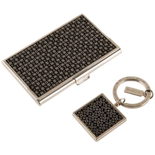 Hangul Hunminjeongeum Metal Business Card Case + Keyring 2-Piece Set (Silver)