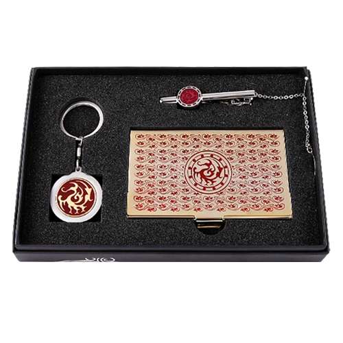 Three-Legged Crow 3-Piece Set (Business Card Case + Keyring + Tie Pin)