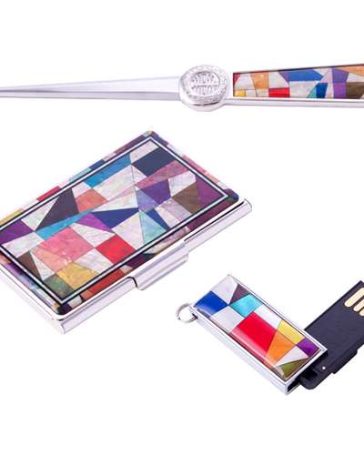 Mother-of-Pearl Business Card Case + Letter Opener + USB 8GB (02_Jogakbo)