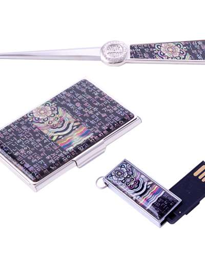 Mother-of-Pearl Business Card Case + Paper Knife + USB 8GB (03_Sijo Dancheong)