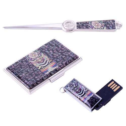 Mother-of-Pearl Business Card Case + Paper Knife + USB 8GB (03_Sijo Dancheong)