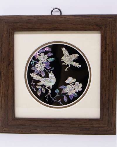 Premium Mother-of-Pearl Lacquer Wall-Hanging Frame - Plum Blossom (Small)