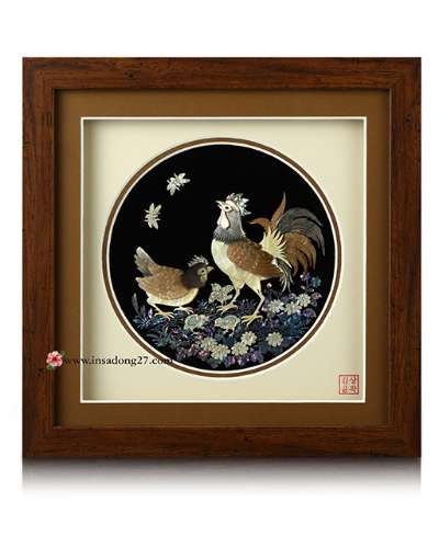 Premium Mother-of-Pearl Wooden Frame (Large) - Rooster