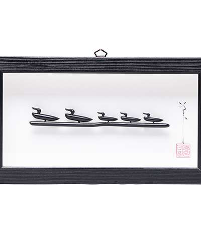 Mandarin Duck Ebony Wood Craft Frame (Medium) - Lee Dong-pil Work