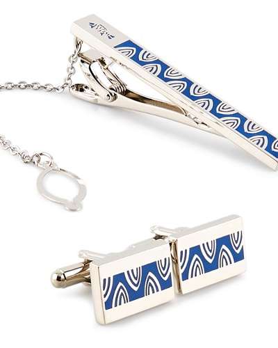 Fish Scale Pattern Necktie Pin and Cuffs Set