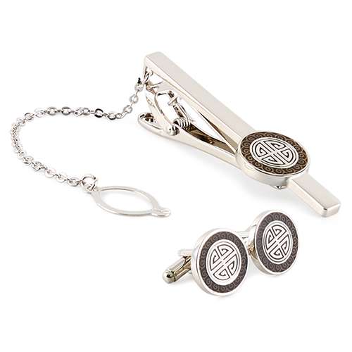 Auspicious Pattern Tie Pin and Cuff Links Set