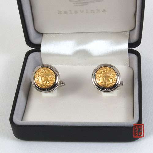 Cufflinks - Cloud and Crane Pattern