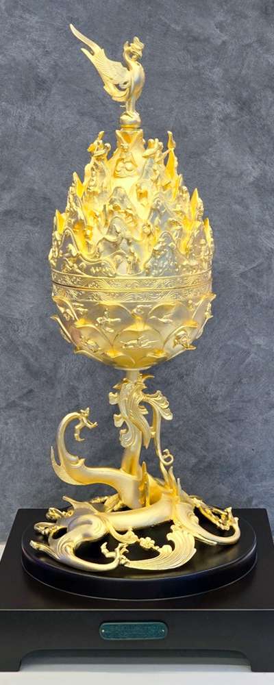 Baekje Gold Bronze Incense Burner Full-Size Replica