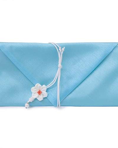 Silk Cash Envelope for Betrothal Gift (Flower Knot, Sky Blue)