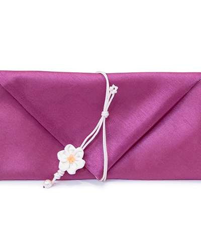 Silk Wedding Gift Money Envelope (Flower Knot, Deep Purple)