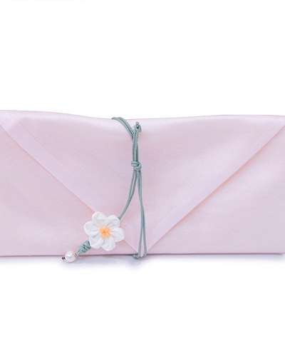 Silk Money Envelope for Wedding Gift (Flower Knot, Soft Pink)