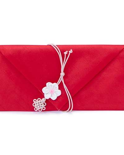Silk Cash Gift Envelope (Flower Knot, Red)