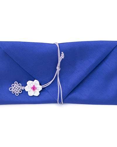 Silk Cash Gift Envelope (Flower Knot, Blue)