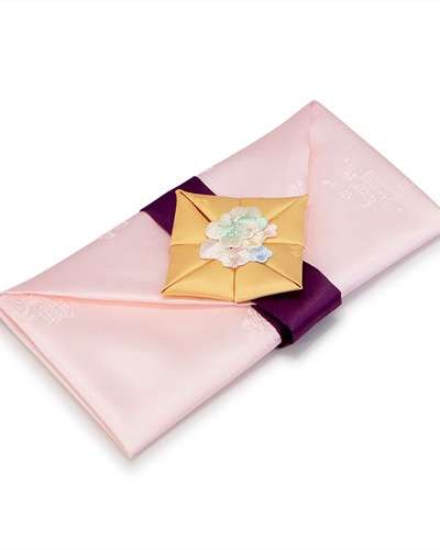 Silk Cash Envelope for Wedding Gift (Flower Embroidery, Pale Pink)