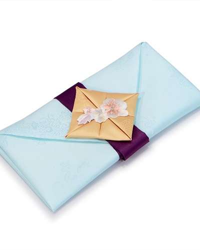 Silk Money Gift Envelope (Flower Embroidery, Sky Blue)