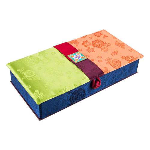 Silk Cash Gift Box (Flower Embroidery, Pale Green)