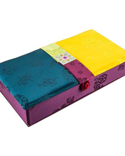 Silk Cash Gift Box (Flower Embroidery, Green)