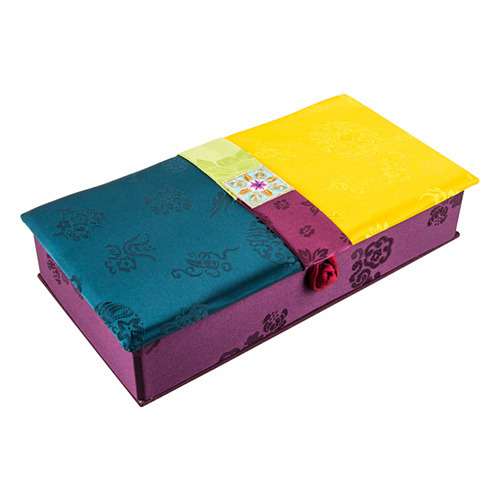 Silk Cash Gift Box (Flower Embroidery, Green)