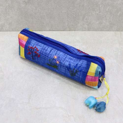 Ramie Embroidered Pencil Case (Random Color)