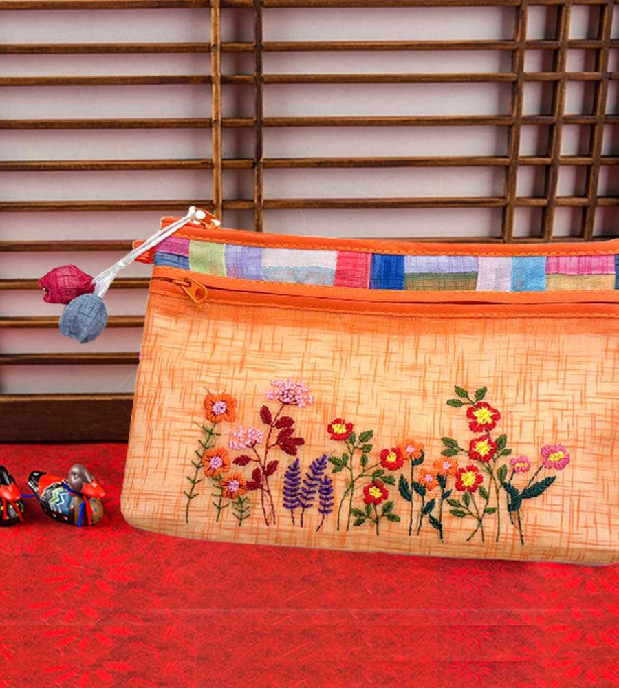 Ramie Embroidered Pouch