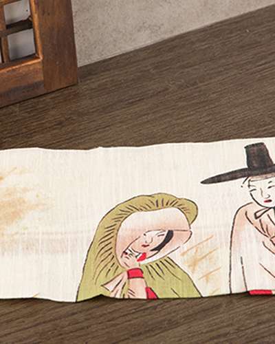 Folk Painting Handkerchief - Meeting Under the Moonlight
