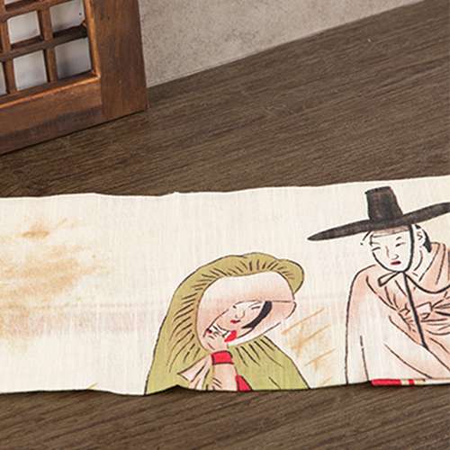 Folk Painting Handkerchief - Meeting Under the Moonlight