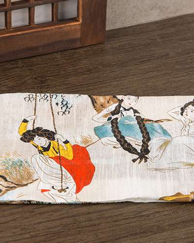 Folk Painting Handkerchief - Dano Festive Scene