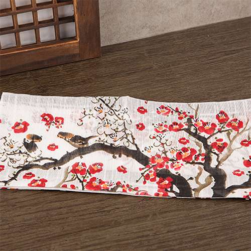 Folk Art Handkerchief - Plum Blossom