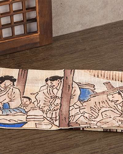 Folk Painting Handkerchief - Tavern Scene
