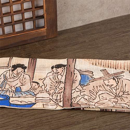 Folk Painting Handkerchief - Tavern Scene