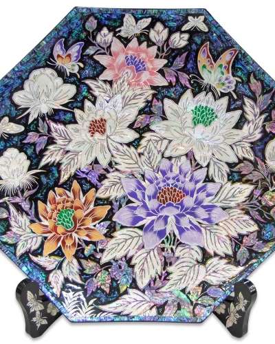 Peony Garden Octagonal Celadon Lidded Tray - Park In-ho