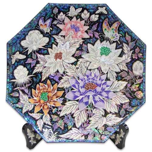 Peony Garden Octagonal Celadon Lidded Tray - Park In-ho