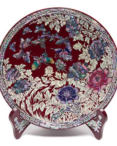 Peony Butterfly Round Tray Small