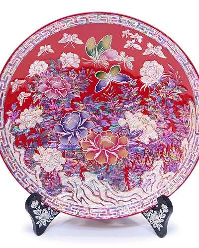 Peony Mother-of-Pearl Tray (Red)
