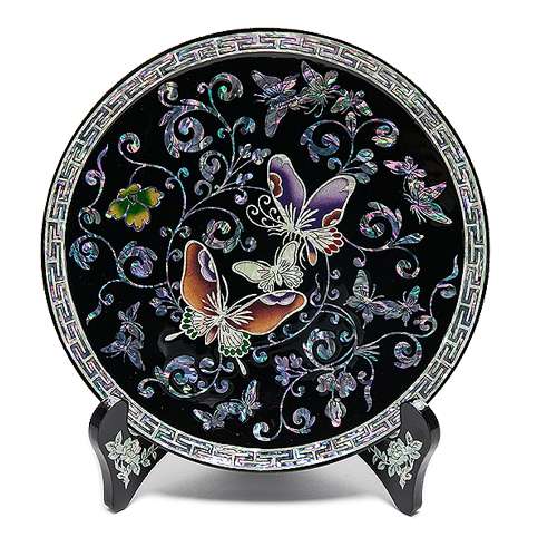 Danggcho Butterfly Round Tray Black Small