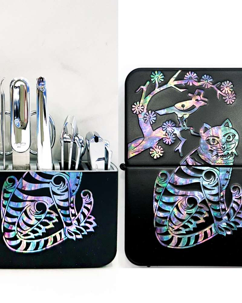 Abalone 777 Nail Clipper Set Magpie Tiger Premium Gift Traditional Keepsake Engraving Available