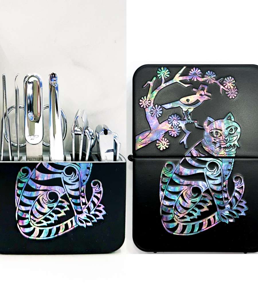 Abalone 777 Nail Clipper Set Magpie Tiger Premium Gift Traditional Keepsake Engraving Available