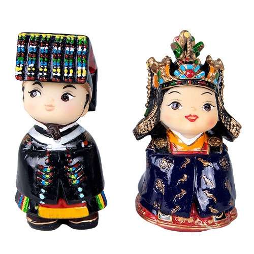 Traditional Doll Set - Joseon Dynasty King and Queen in Ceremonial Robes (Extra Small)