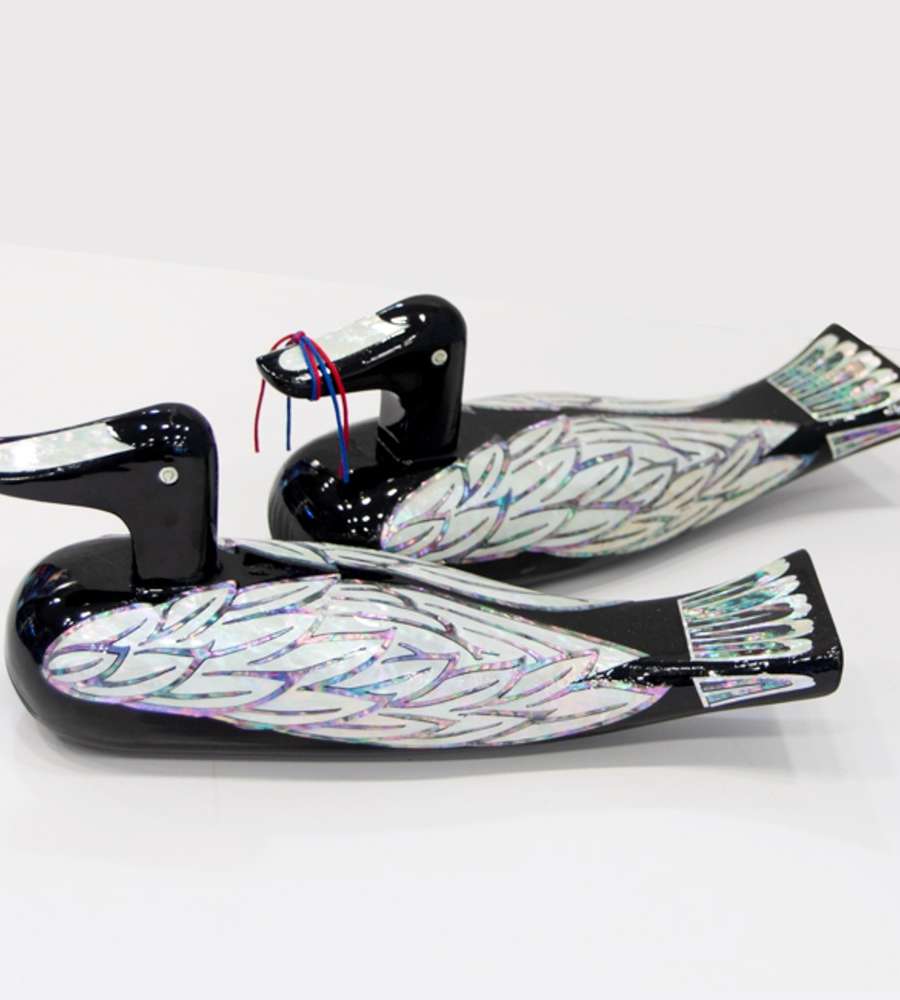 Mother-of-Pearl Geese and Mandarin Duck Set (Large) - Work by Jang Tae-bok