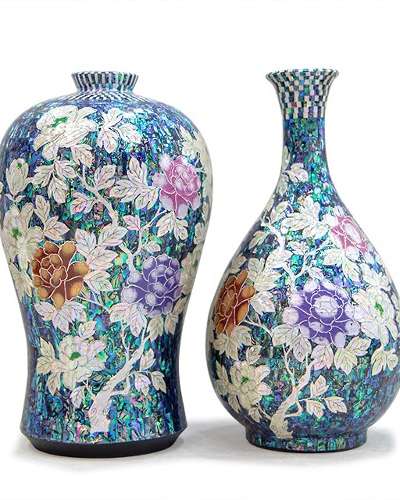 Premium Najeon Lacquerware Celadon Ewer and Vase Set - Work by Park In-ho