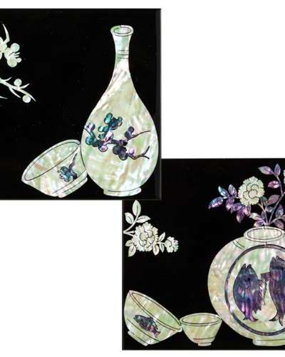 Mother-of-Pearl Ceramic Pattern Coaster