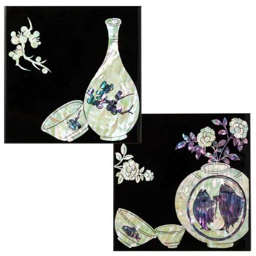 Mother-of-Pearl Ceramic Pattern Coaster