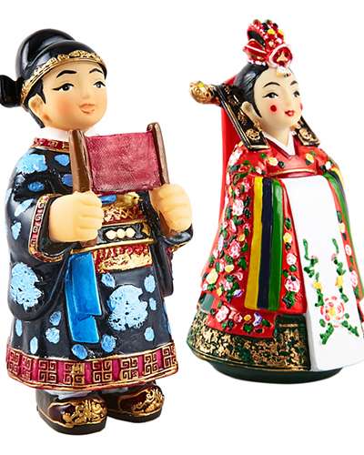 Traditional Korean Wedding Doll Set - Bride and Groom (Large)