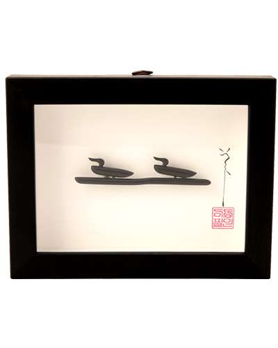 Mandarin Duck Ebony Wood Craft Frame (Small) - Lee Dong-pil Artwork