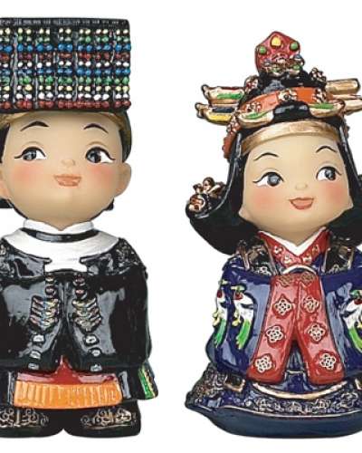 Traditional Doll Set - Joseon King and Queen in Court Robes (Small)