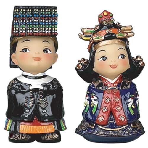 Traditional Doll Set - Joseon King and Queen in Court Robes (Small)