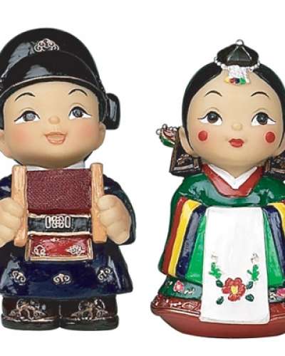 Traditional Korean Bride and Groom Doll Set (Small)